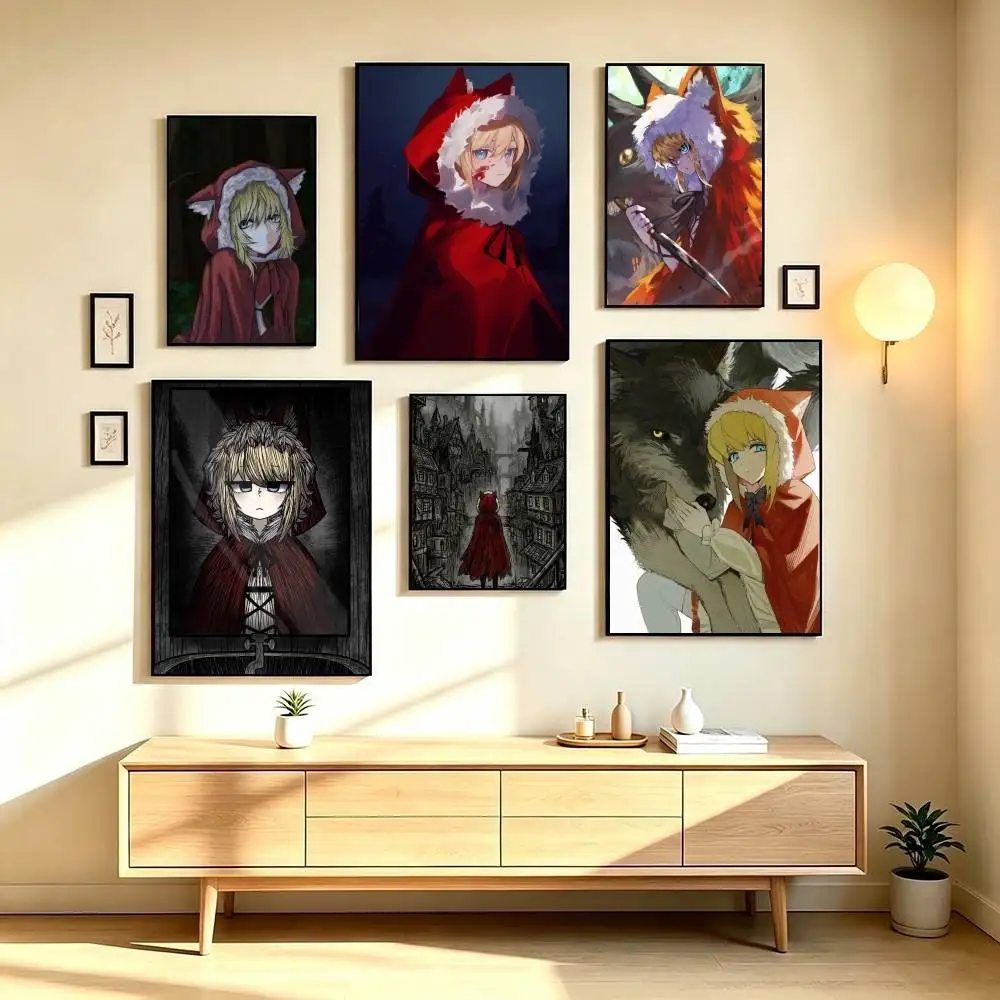 R-Red Hood Black Souls Game Poster Waterproof Wall Art Sticker For Bar Living Room Vintage Decor High Quality Print Gift
