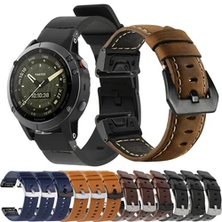 22mm 26mm leather Strap For Garmin Fenix 7X 7 Pro Solar/6X 6 Pro Sapphire 5 5X Plus/Epix Pro/945 955 QuickFit WatchBand Band