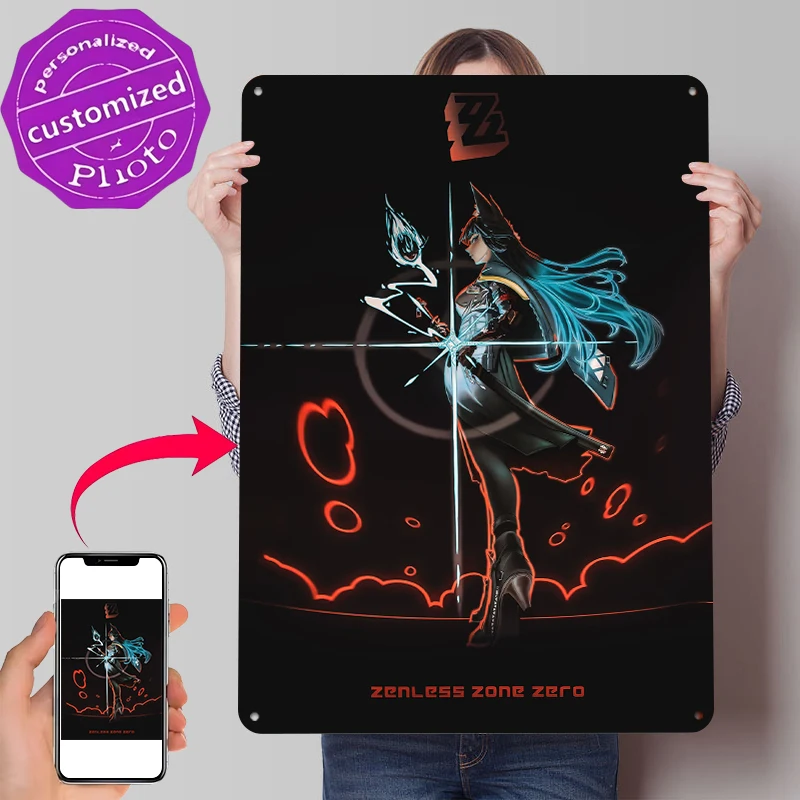 Zenless Zone Zero Character Art Tin Poster Customized Wall Art Retro Vintage Metal Signs for Fans Room Modern Home Decoration
