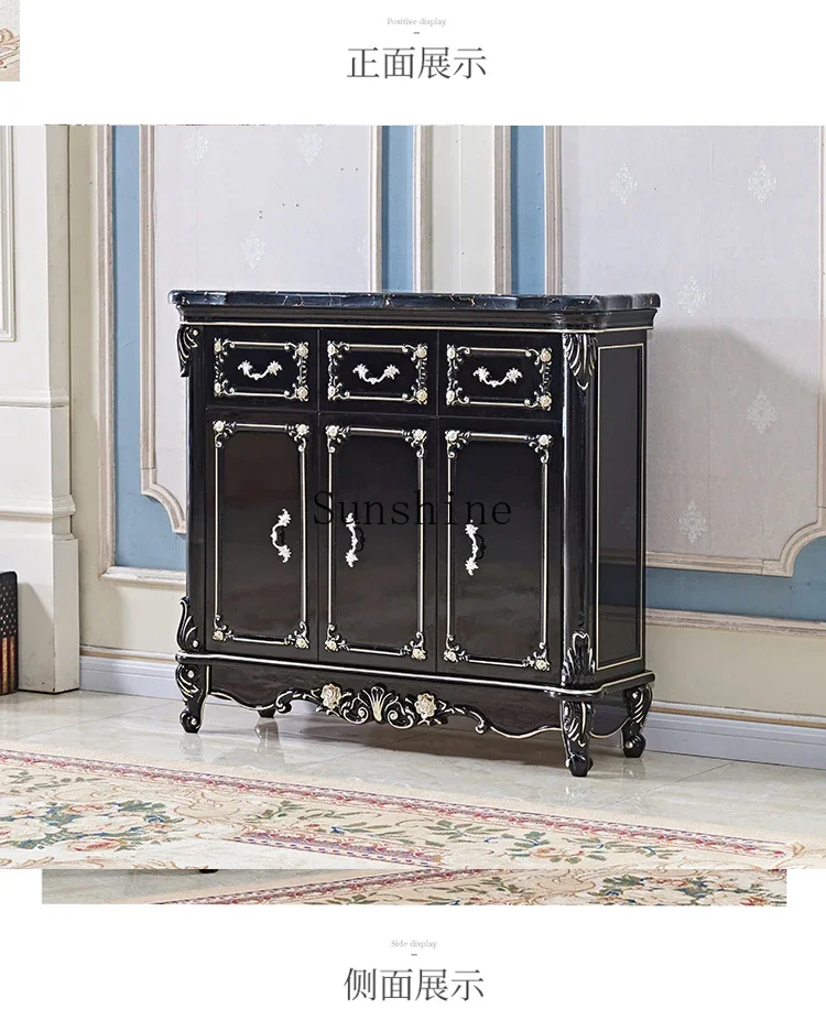 American marble light luxury household solid wood foyer entrance cabinet  FT