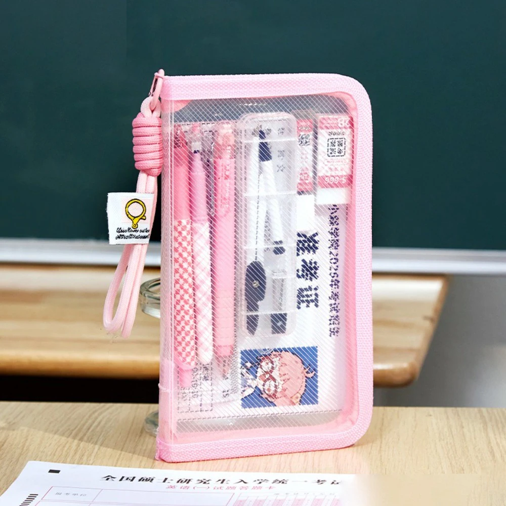 

Creative Large Capacity Pencil Case Portable PVC Pen Bag Transparent Hand-held Pencil Box School Office