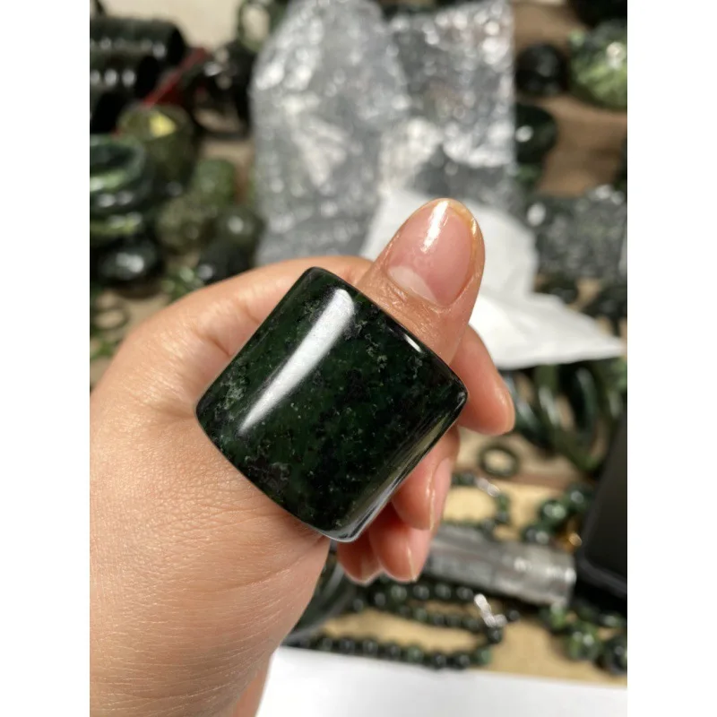 High Quality Tibetan Jade Medicine King Stone High Ice Jadified Strong Magnetic Tibet Tibetan Treasure Jade Ring Thumb Ring Ring