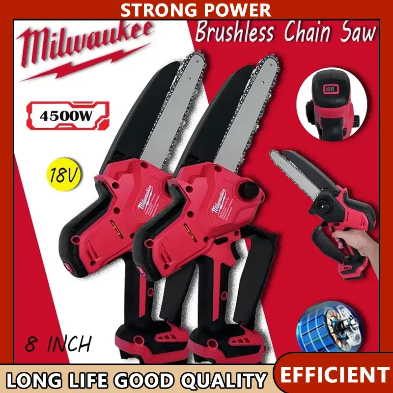 milwaukee-8-inch-brushless-electric-chainsaw-high-power-wood-pruner-with-auto-oiler-for-18v-battery-wood-cutting-power-tool