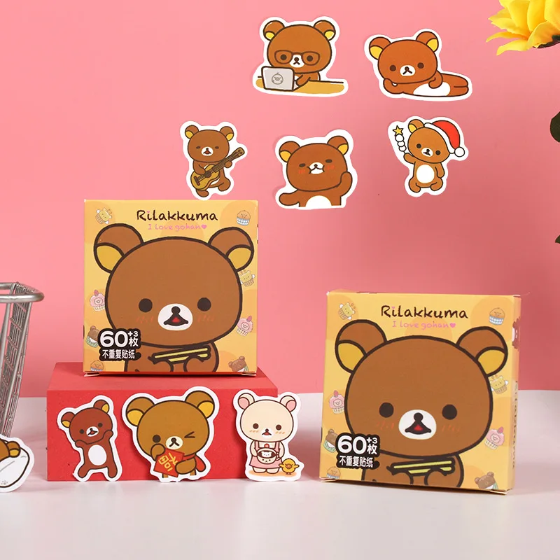 

Rilakkuma 60, бумажная коробка для плакатов, водонепроницаемые наклейки с героями мультфильмов, милые и персонализированные креативные украшения, подарок на день рождения для девочки