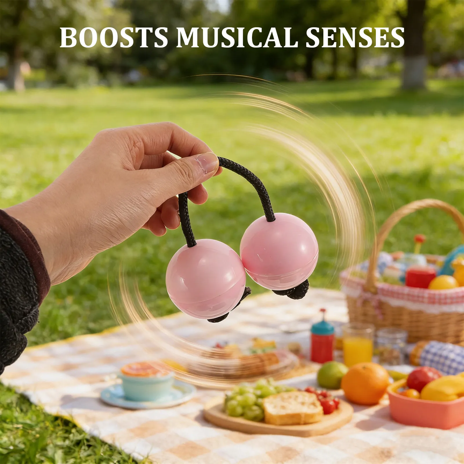 Handheld Kashaka Shaker African Rhythmic Percussion Instrument Double Balls Musical Rattle for Music Education Stage Festival