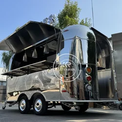 Mobile Airstream Street Snack Pizza Fast Food Truck Stainless Steel Catering Concession Coffee Food Trailer for Sale