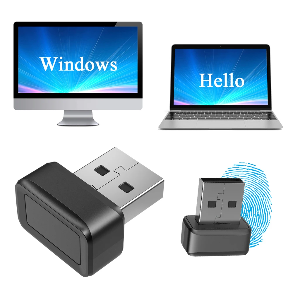 Usb Vingerafdruk Sleutel Lezer 360 ° Touch Biometrische Vingerafdrukscanner Windows Hallo Snelle Matching Beveiligingssleutel Voor Pc Of Laptop