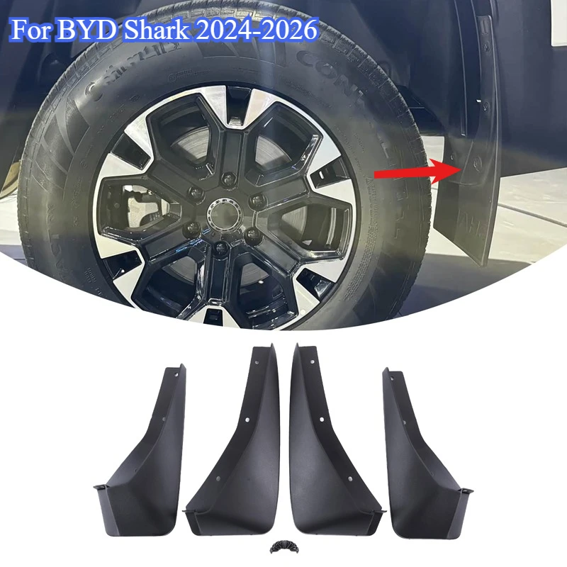 

For BYD Shark 6 2024-2026 PP Soft Plastic Mudguard Fender Mud Flaps Guards Splash Mudflaps Car Protection Accessories