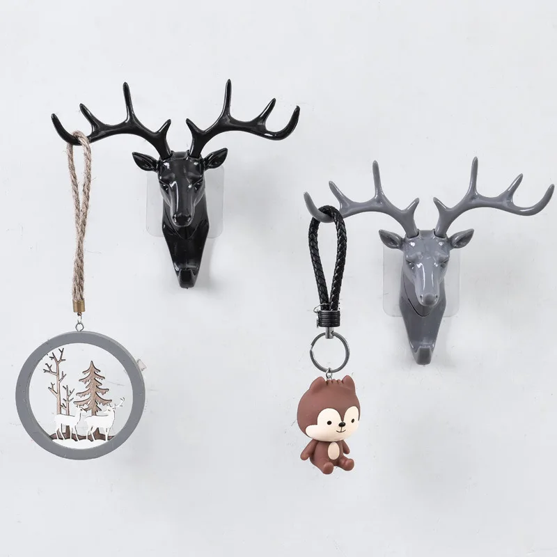 New Vintage Deer Wall Hanging Hook Head Antlers for Hanging Clothes Hat Scarf Key Deer Horns Hanger Rack Wall Decoration