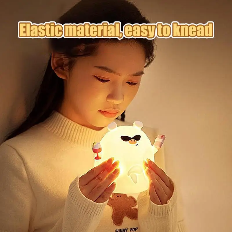 

Креативная форма декоративная Милая мультяшная свинка прикроватная лампа силиконовая поделка мультяшная свинья лампа товары для дома