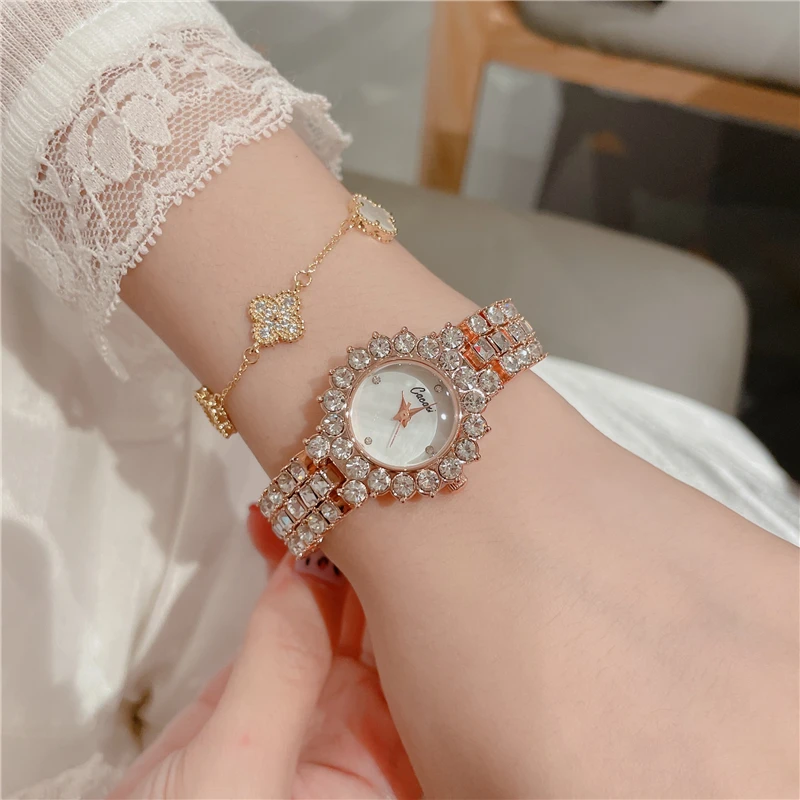 Cacaxi orologi da polso da donna New Fashion Ladies Square Watch Full Diamond Quartz Clcok Alloy Casual orologio da polso A311