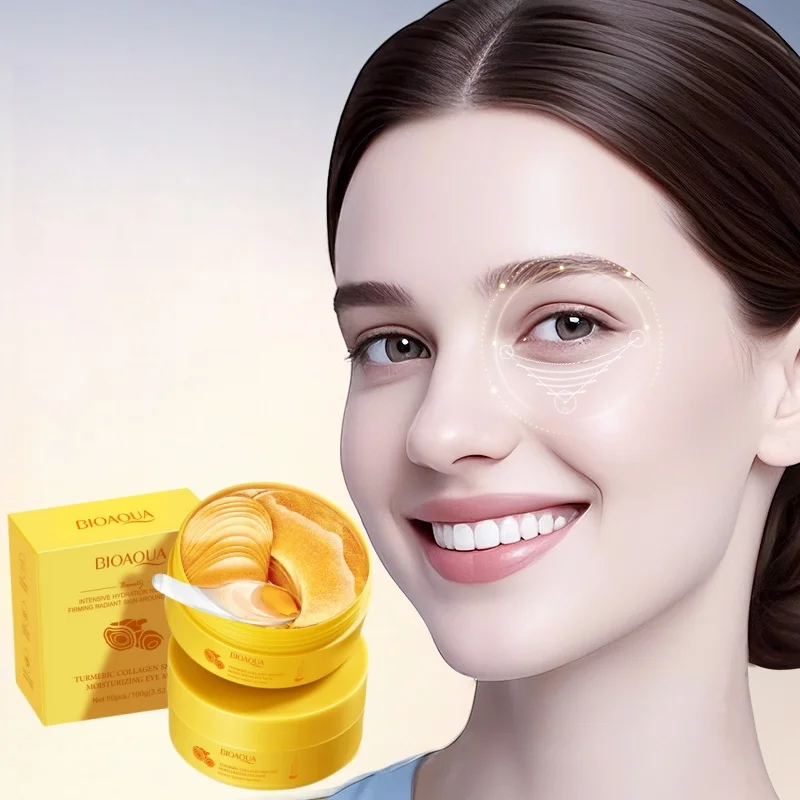 Turmeric Collagen Eye Mask. Contains Curcumin, Which Moisturizes the Skin Around the Eyes. Makes Skin Smooth and Shiny.