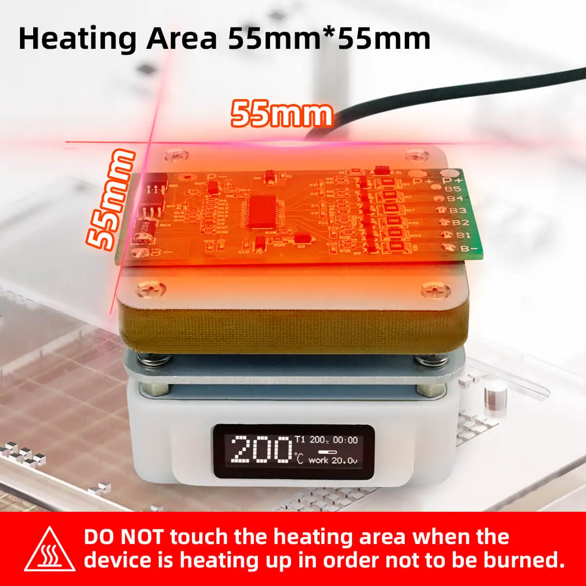 SEQURE T55 Preheating Rework Station, Constant Temp Adjustable Electronic Hot Plate For PCB SMD Heating Led Lamp Desoldering