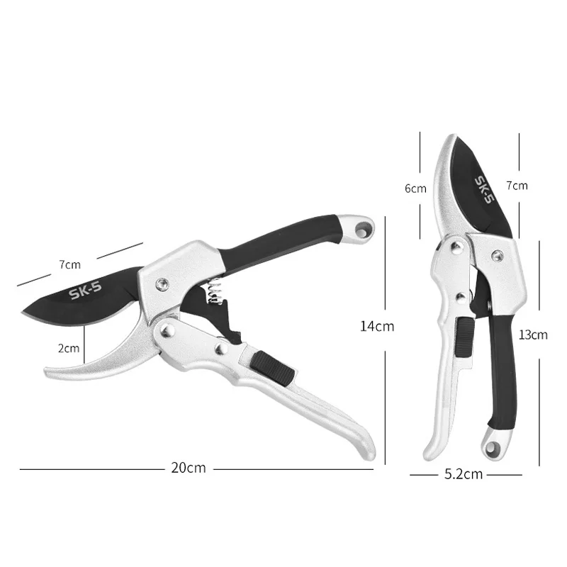 New 20cm Ratchet Plant Trim Horticulture Hand Shear Orchard Pruning Pruner Cut Secateur Shrub Garden Scissor Tool Anvil Branch