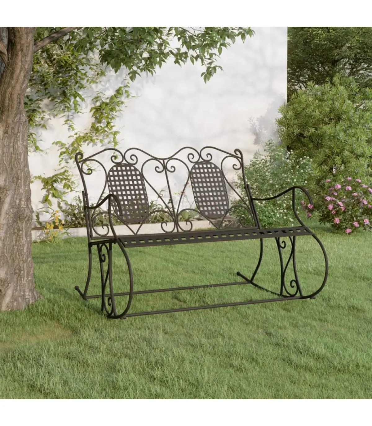 Garden benches two seater Garden rocking bench 113 cm black steel