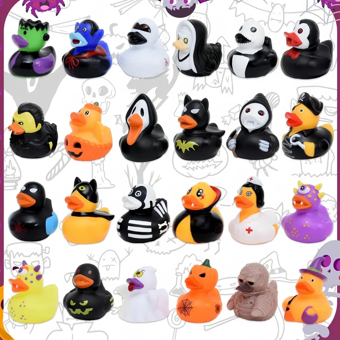 6/12/24 Pieces of Halloween Rubber Ducks, Halloween Character Set Rubber Ducks, Pumpkin Rubber Ducks, Christmas Decorations, Halloween Toys, Fun Rubber Toys for Children view 5
