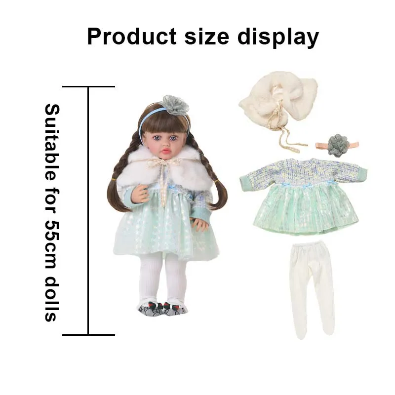 Reborn Doll Clothes for 55cm Doll Plush Dress And Pants Set Clothing Accessories For 21.65inch Baby Doll Toys Clothes Accessorie