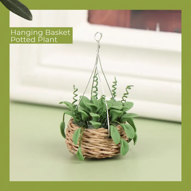 

1Pcs Dollhouse Miniature Hanging basket Mini Potted Plant Flowers Pot DollHouse Decor