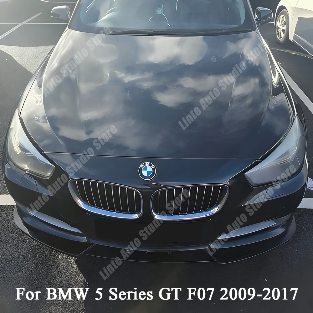 Front Bumper Splitter For BMW 5 Series GT F07 Non-M Sport 2009-2017 Diffuser Spoiler Canard Lip Retrofit 3PCS Gloss Black Tuning