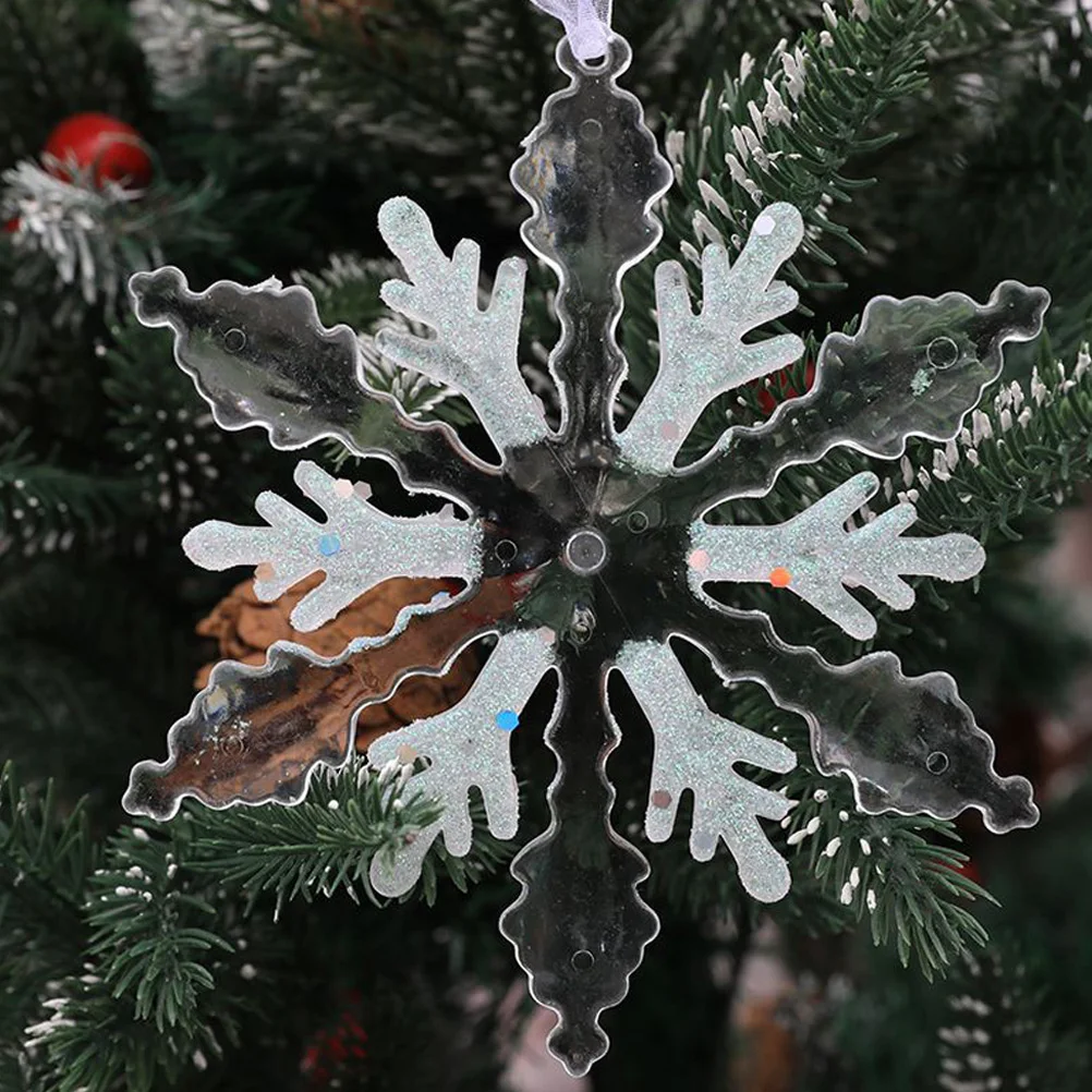 

3pcs Christmas Snowflake Decorations Large Glittered White Hanging Ornaments DIY Pendant Xmas Tree Party Supplies New Year