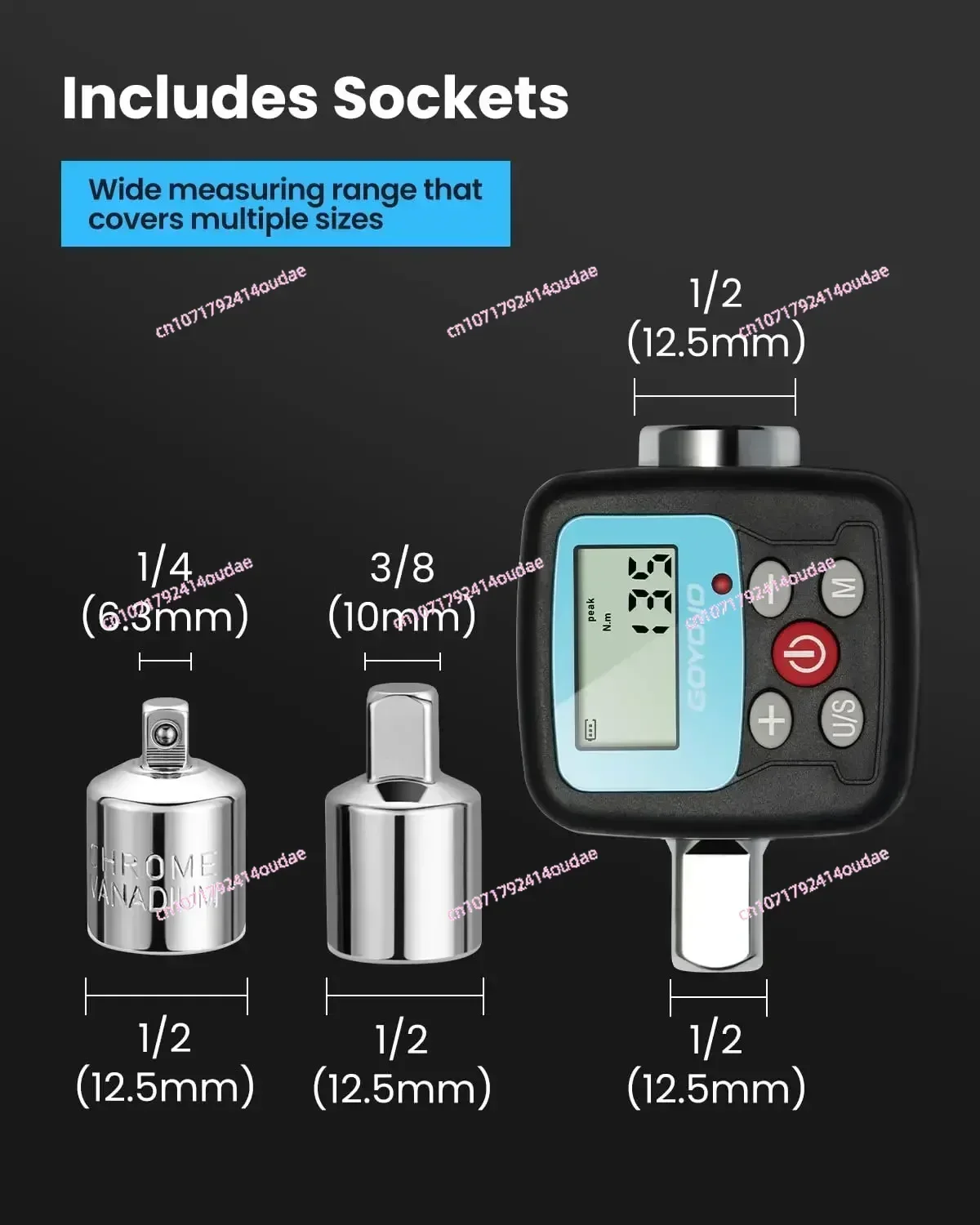 Cyfrowy adapter klucza dynamometrycznego - precyzyjny elektroniczny konwerter narzędzi dynamometrycznych i miernik z wyświetlaczem LCD, zawiera