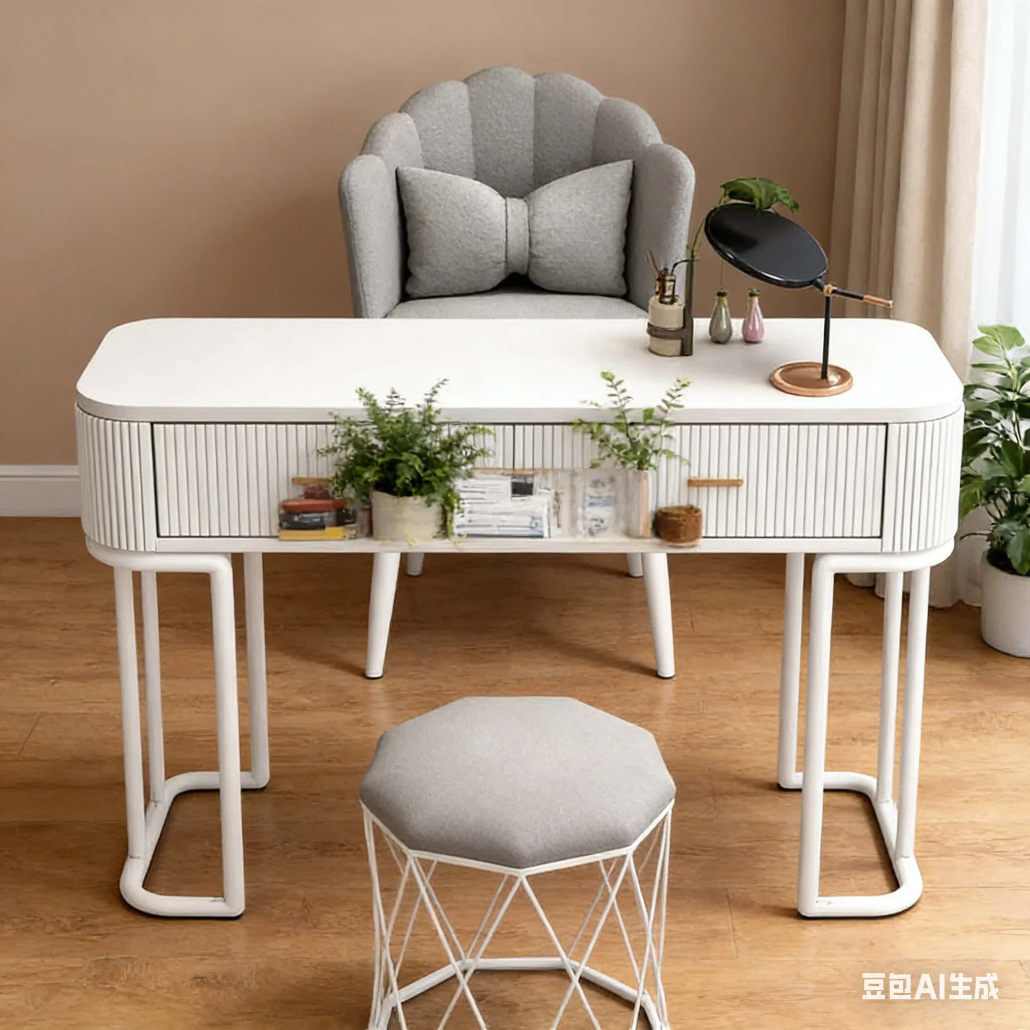 AOLIVIYA Japanese Style Nail Table And Chair Set With Cream Multifunctional Economical Single Double Internet Celebrity For Salo