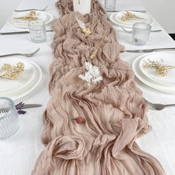 Chemin de Table en Gaze Rose pour Mariage, Étamine Vintage Semi-Transparente, Arches de Banquets de Noël, Décor de Gâteau