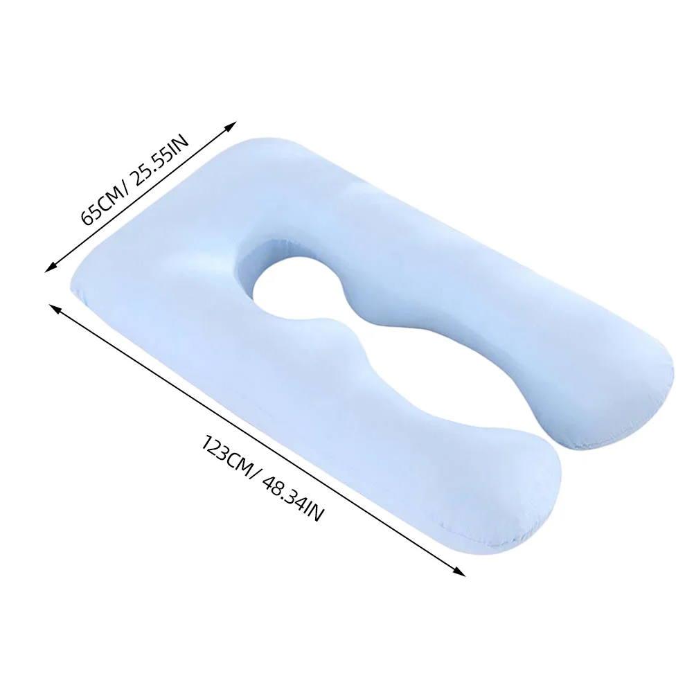 ปลอกหมอนรองครรภ์รูปตัวยู 1 ชิ้น ปลอกหมอนรองตัวยาว สีฟ้า ดีไซน์ซิป ซักได้ เพื่อความสบายในการนอนตะแคง