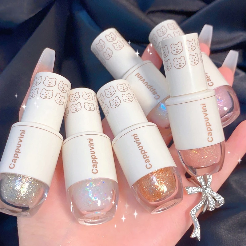 Cappuvini Bear Bowling Ball Teardrop Liquid Eyeshadow Eye Makeup Lying Silkworm Pearl Super Sparkle High Gloss Glitter Fine