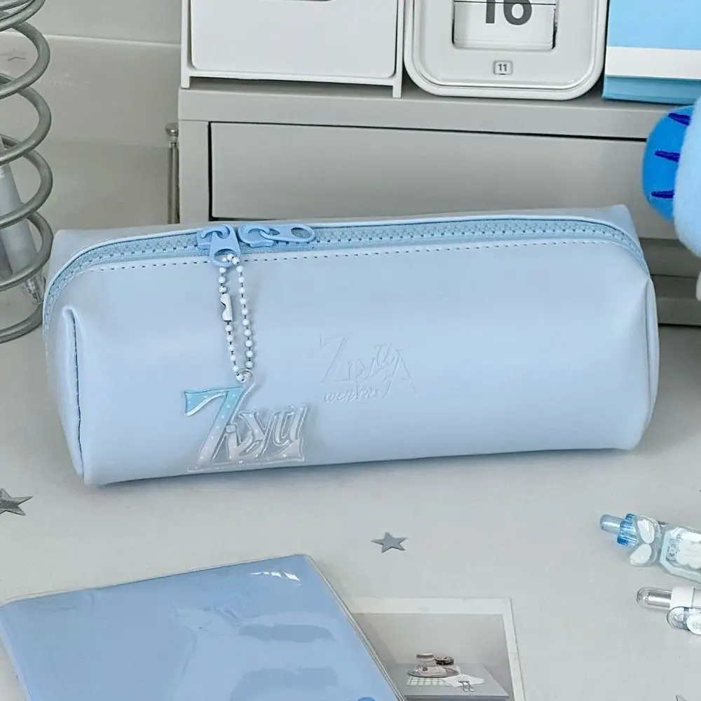 1pc Minimalist PU Leather Pencil Case Large Capacity Waterproof Pen Bag Stationery Bag Gift