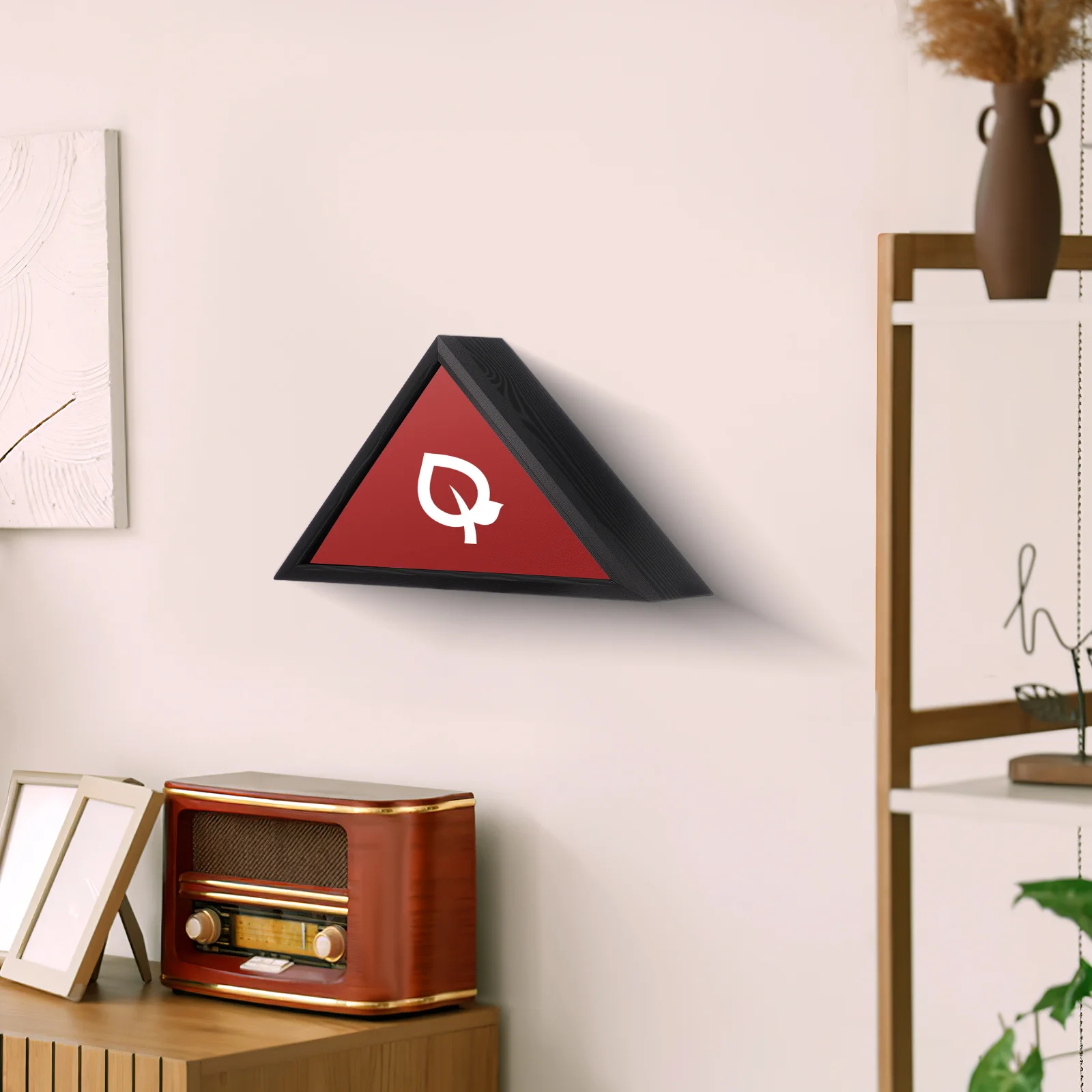

Wooden Triangle Flag Container Unique Design Safe Wall Decor for Flags in Various Locations Triangle Flag Holder