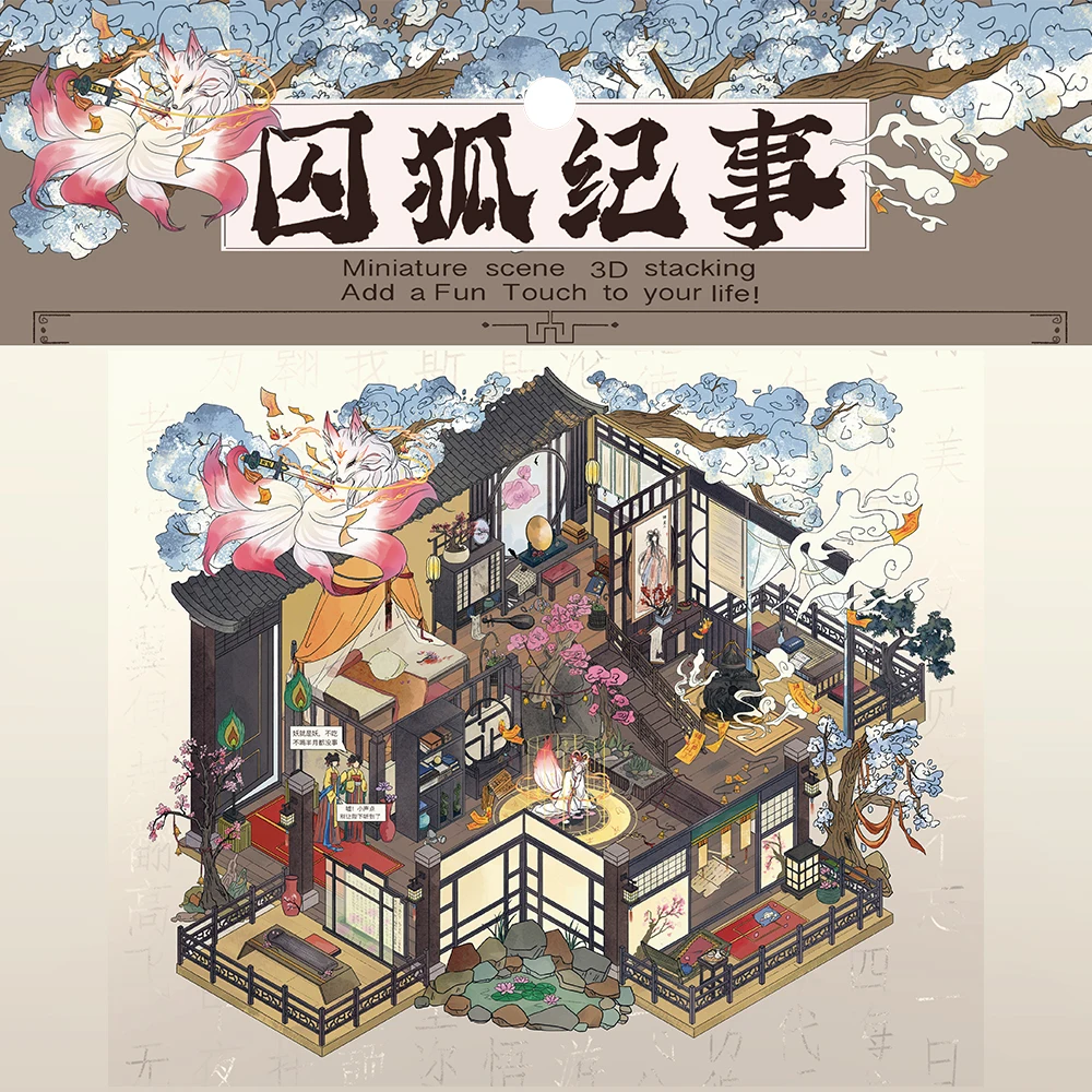 

4PCS The Chronicles of the Fox Imprisonment Sticker Chinese Style Harajuku Retro Motorcycle DIY Aesthetic Landscaping Stickers