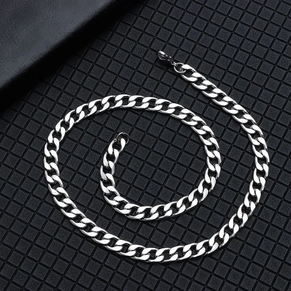 5/7/9/MM Stainless Steel Necklace For Men Fashion Metal Heavy Link Silver Curb Cuban Chain Men Necklace