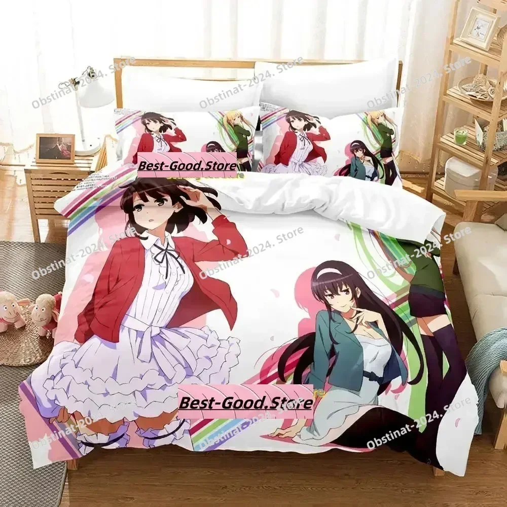Saekano How to Raise a Boring Girlfriend 3D Printing Comforter Bedding Set,Duvet Cover Quilt Cover Pillowcase,King Queen Size