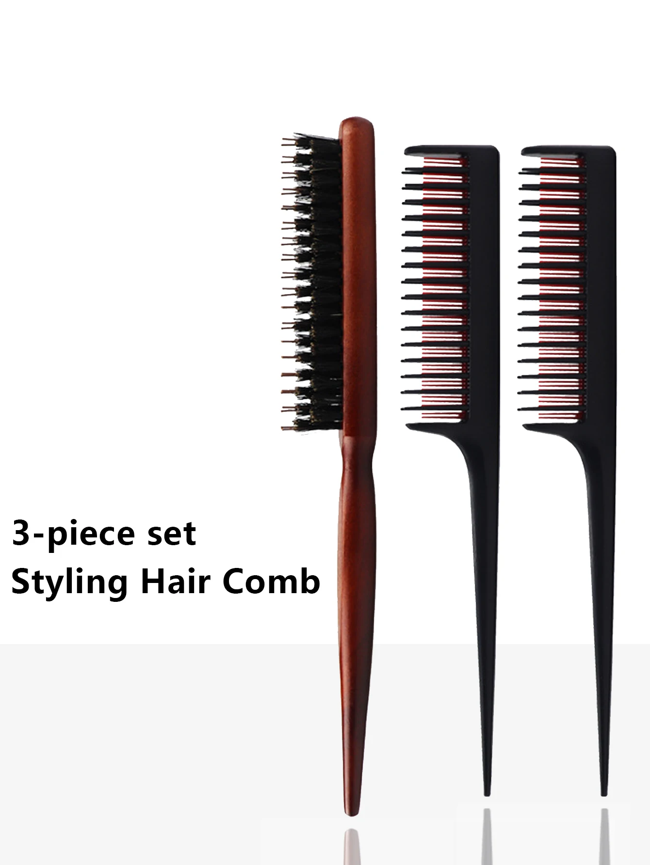 

3pcs bristle brush combs three rows of plastic pointed tail comb fluffy hairstyle tool set tool combs Special for real hair wigs