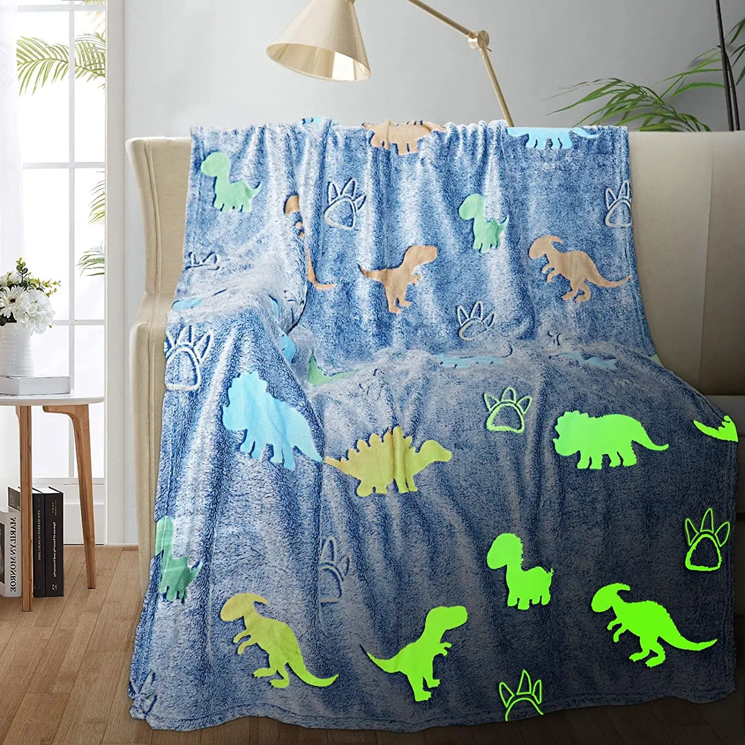 Dinosaur Blanket Glow in The Dark Blanket for Kids Toddler for Boys, Dinosaur Gifts Soft Fleece  Gifts