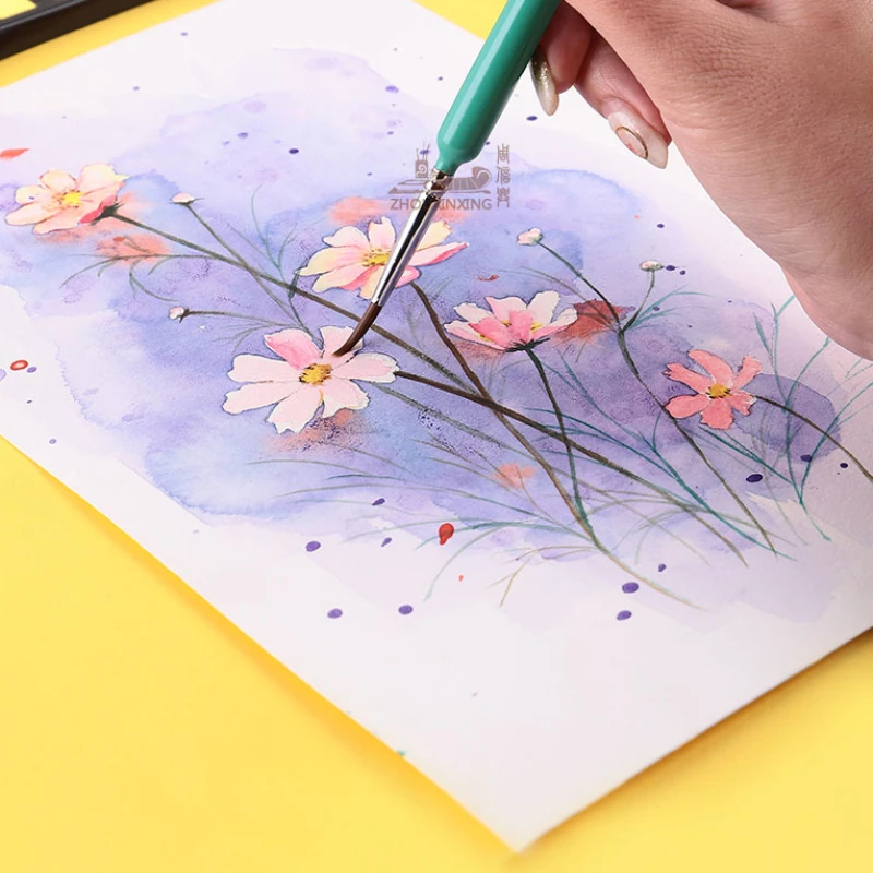Pincéis de pintura artística com cabo miniatura de 4/5/10 peças, pincel de pelo de doninha para guache, aquarela e tinta a óleo, para artistas que pintam à mão.