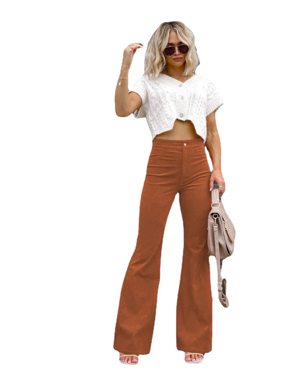 

Autumn New Women's Temperament Pants Solid Color Europe and The United States High-waisted Micro Casual Pants Women