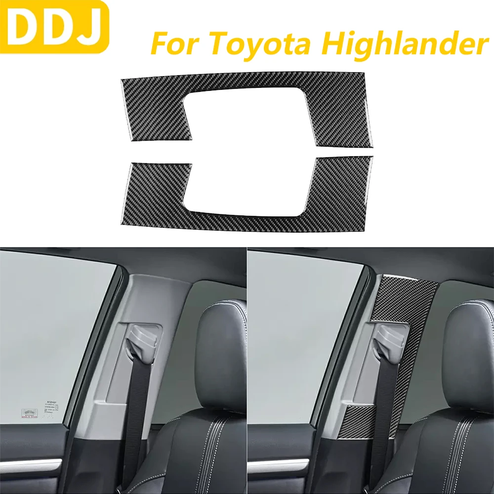 

Для Toyota Highlander 2008-2013 углеродное волокно передняя внутренняя стойка B ремень безопасности панель отделка крышка автомобильные аксессуары декоративная наклейка