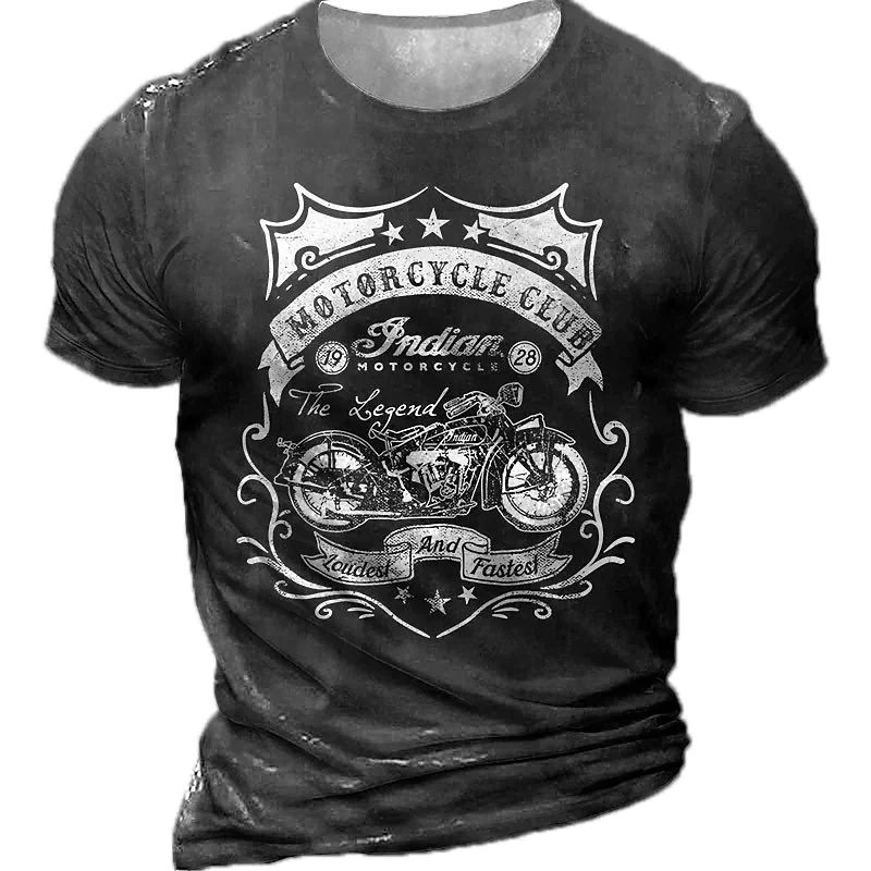 2024 Summer Hot selling Motorcycle T-shirt Men\'s Motorcycle 3D Printed Retro Short sleeved Elderly T-shirt Homme Motorcycle T-sh