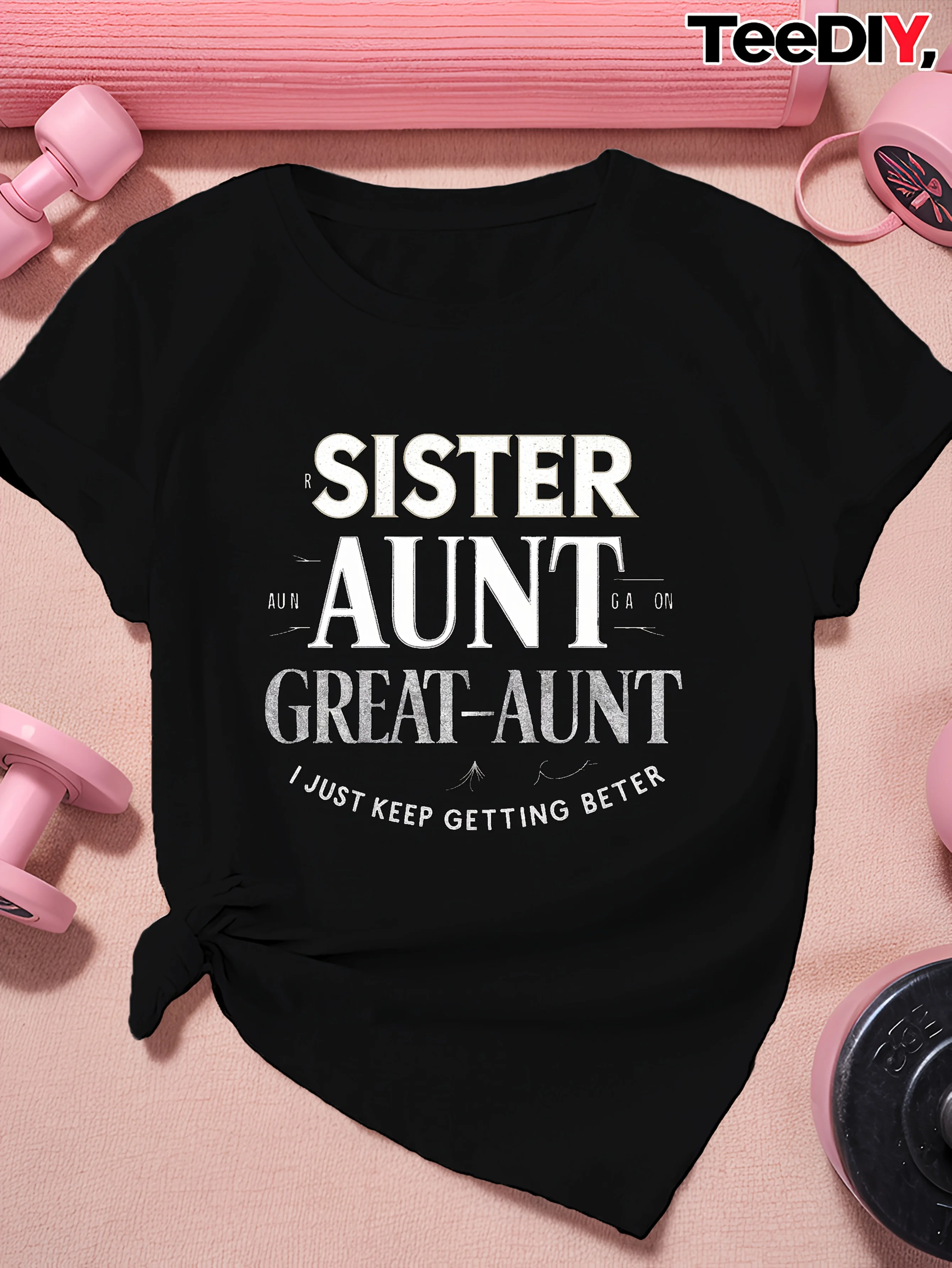 Sister Aunt Great Aunt Typography Women's Plus Size Sports Short Sleeve T-Shirt