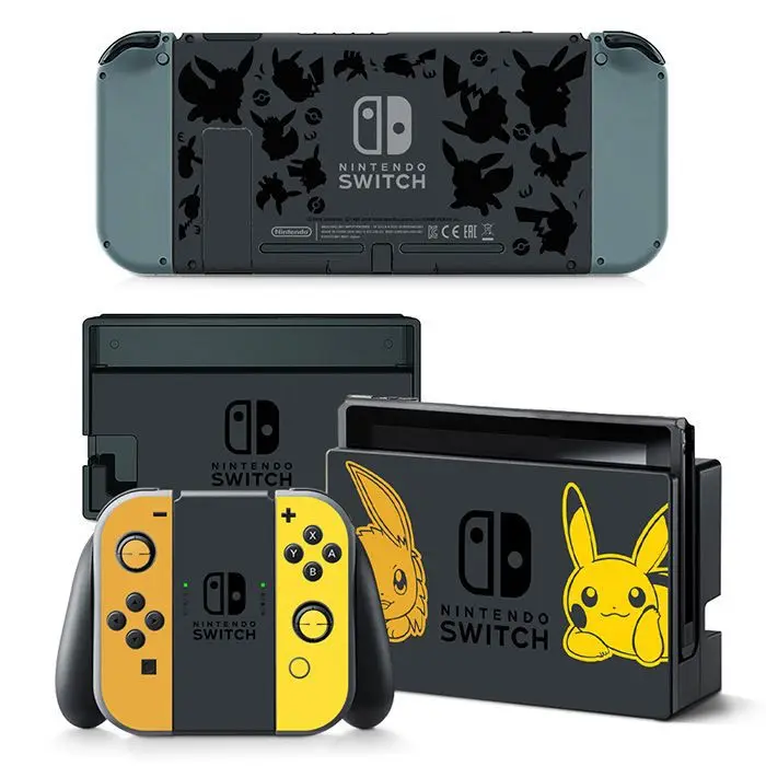 Pokemon Gengar Pikachu Cartoon Cute Protector Sticker for Switch NS Console Joy-Con Controller Base Skin Vinyl Game Accessories