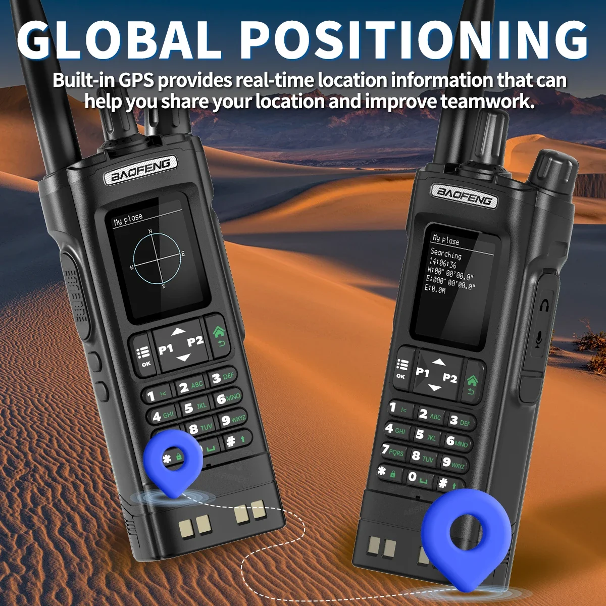BAOFENG UV-32 GPS Walkie Talkie 10W banda aérea programación Bluetooth copia inalámbrica frecuencia banda completa FM Radio bidireccional de largo alcance
