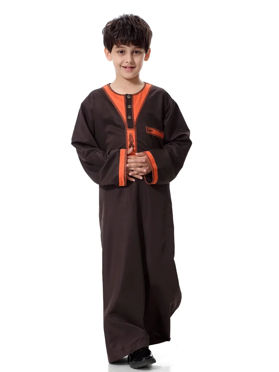 Abaya Dubai Long Robe Boys Embroidery Patchwork Jilbab Khimar Turkey Ramadan Muslim Clothes Kaftan Moroccan Islam Hijab Abayas