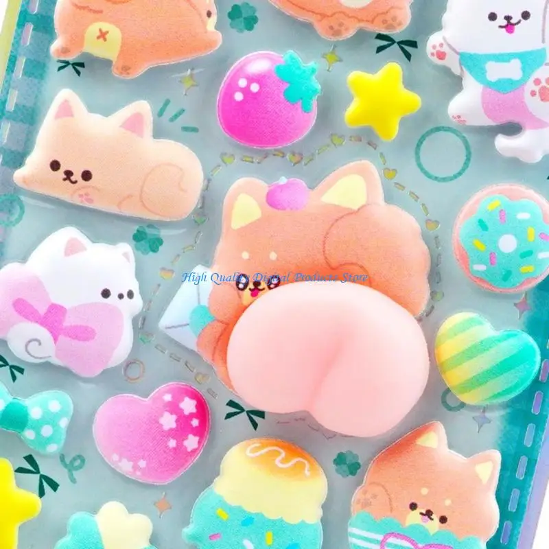 

U2JE 3D Sticker Cartoon Sticker Tiny Handcraft Sticker Reusable Tiny Patches