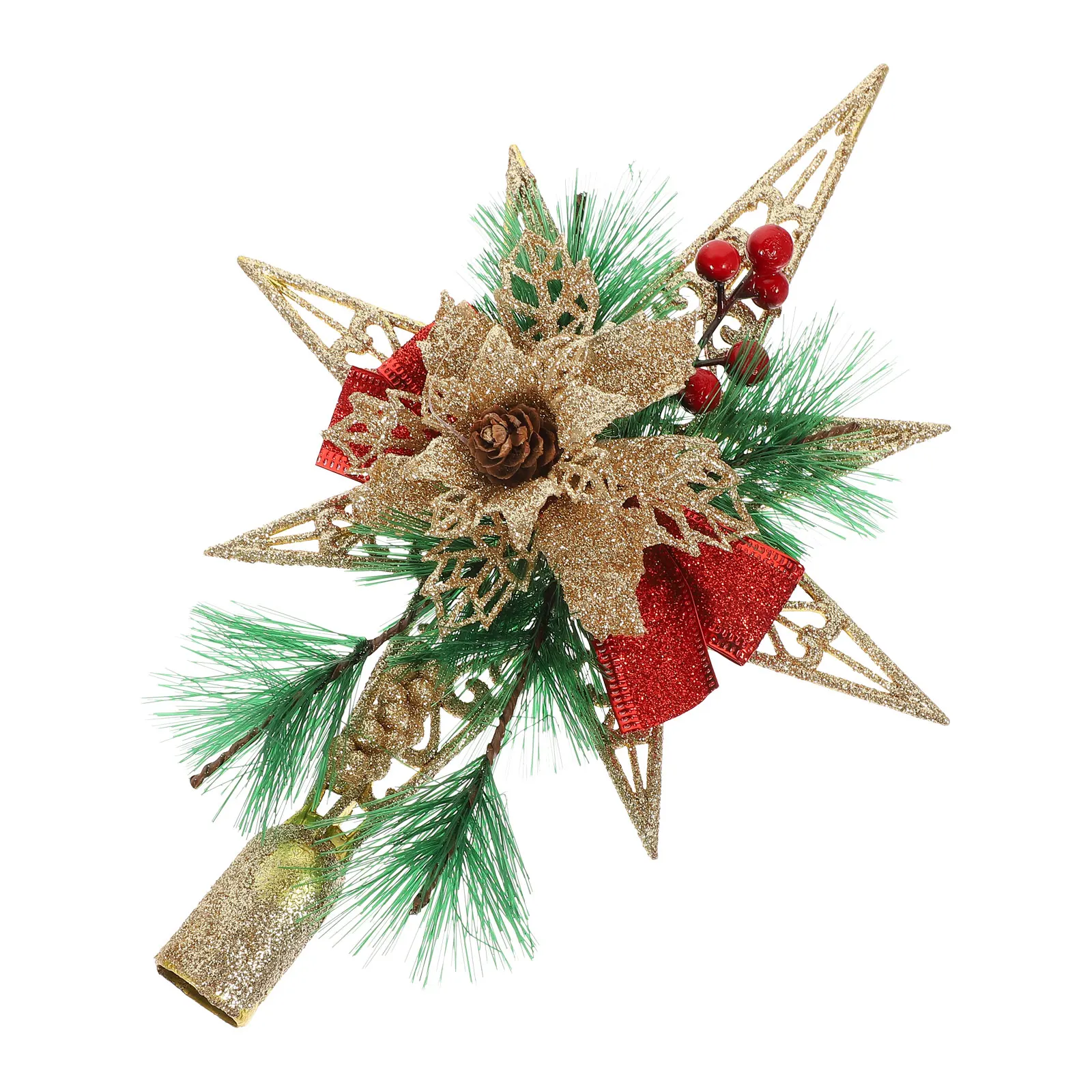 

Plastic Christmas Tree Star nament Home Decor Xmas Treetop Adornment Glitter Scene Layout Prop HolidayDecoration
