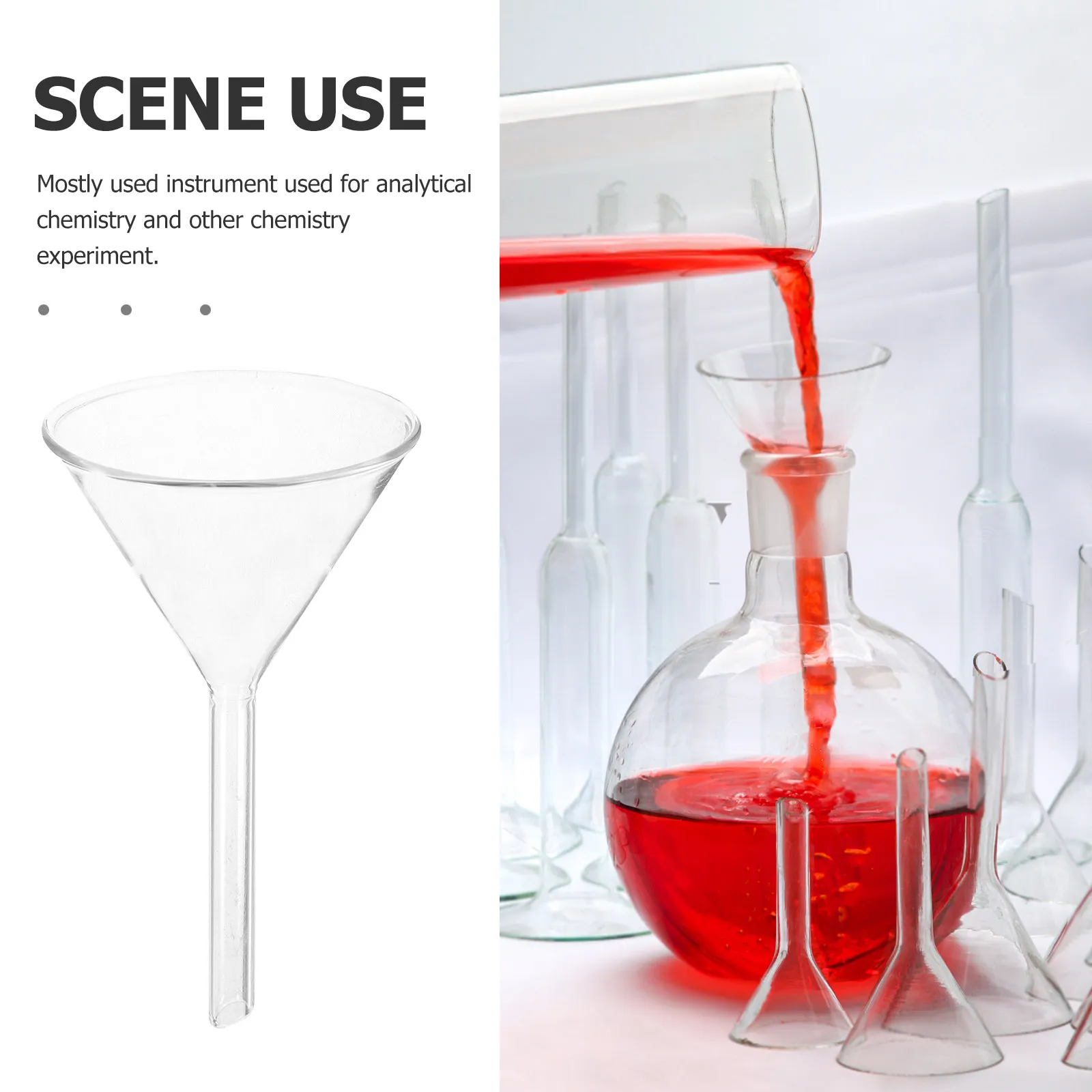 5Pcs Glass Funnel Solid Triangle Feeding Funnel for Laboratory Liquid Powder Chemical Analytical Equipment Reusable