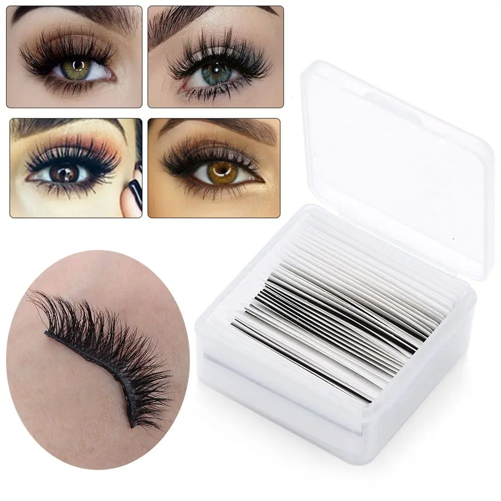 34 unids/caja gran oferta fácil de usar herramientas de maquillaje de ojos hipoalergénicas reutilizables tira de pestañas postizas sin pegamento autoadhesiva