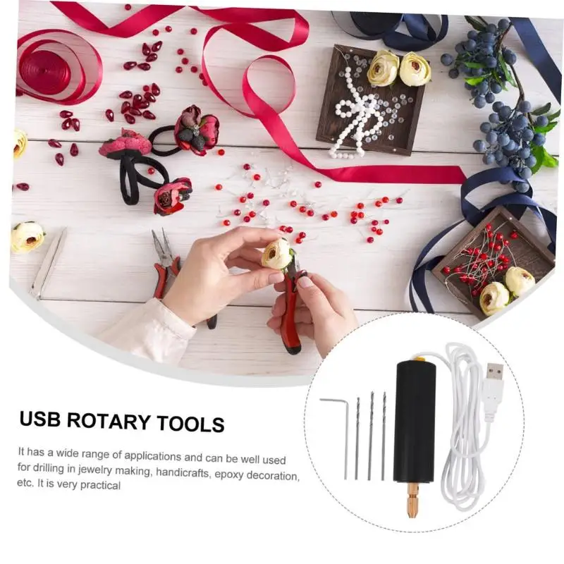 5V USB Powered Mini Handheld Electric Drill Portable Rotary Tool With 3pcs Drill Bits For Epoxy Resin Making DIY Stable Drilling