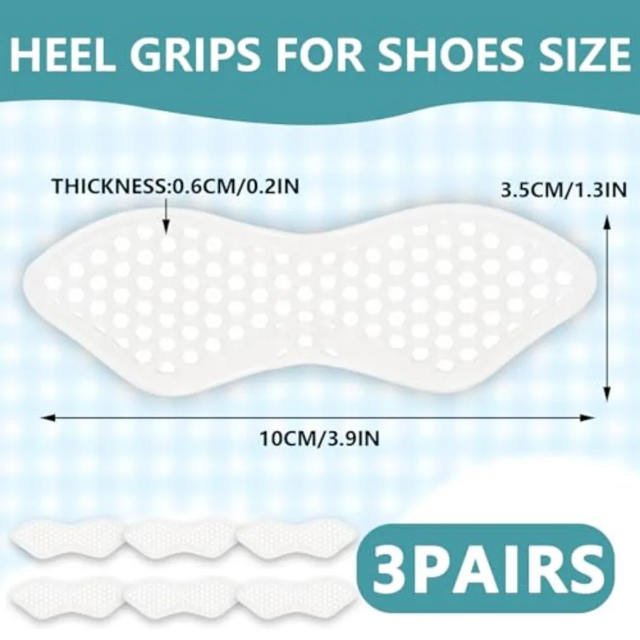 3 Pairs Heel Grips for Women Men Shoes, Back of Heel Cushion Pads, Adhesive Heel Holders Inserts Prevent Slipping, Rubbing, Bli